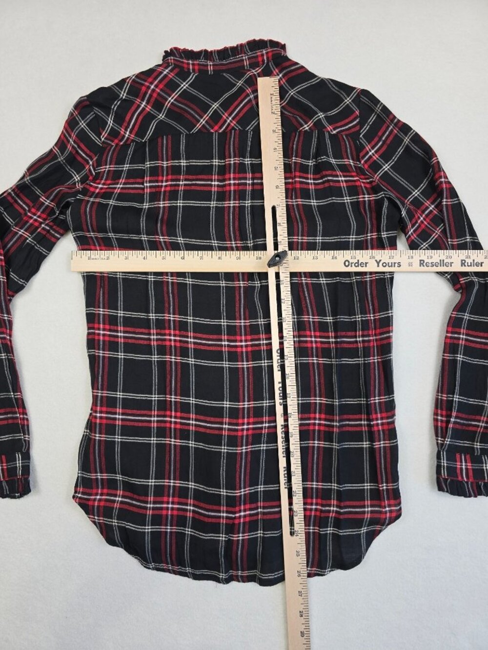 Ann Taylor Loft The Softened XS Black & Red Tartan Plaid Long Sleeve Shirt - Picture 5 of 5